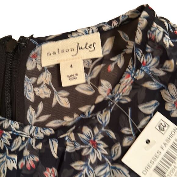 Maison Jules Women’s Fit and Flare Midi with Asymmetrical Ruffle and Hem Size 4 - Picture 6 of 9